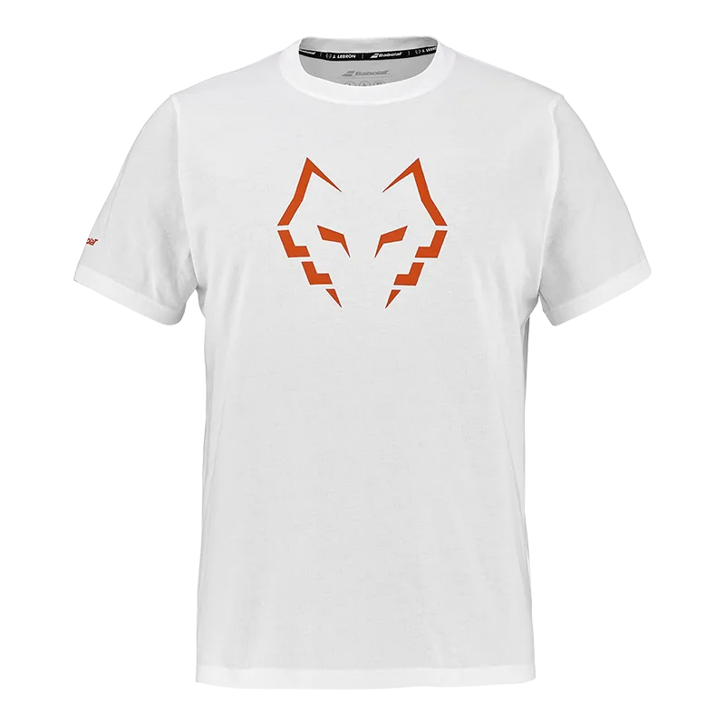 Camiseta oficial Babolat de Juan Lebrón, color blanco con logo rosa